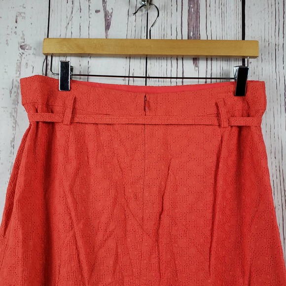 Express Design Studio A Line Skirt Womens Size 10 Eyelet Knee Length Orange - Picture 8 of 9